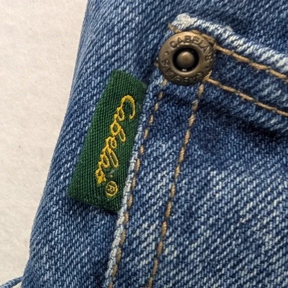 Cabelas Fleece Lined Jeans Mens 36 X-Long Blue Denim Insulated Work Pants - Picture 3 of 13